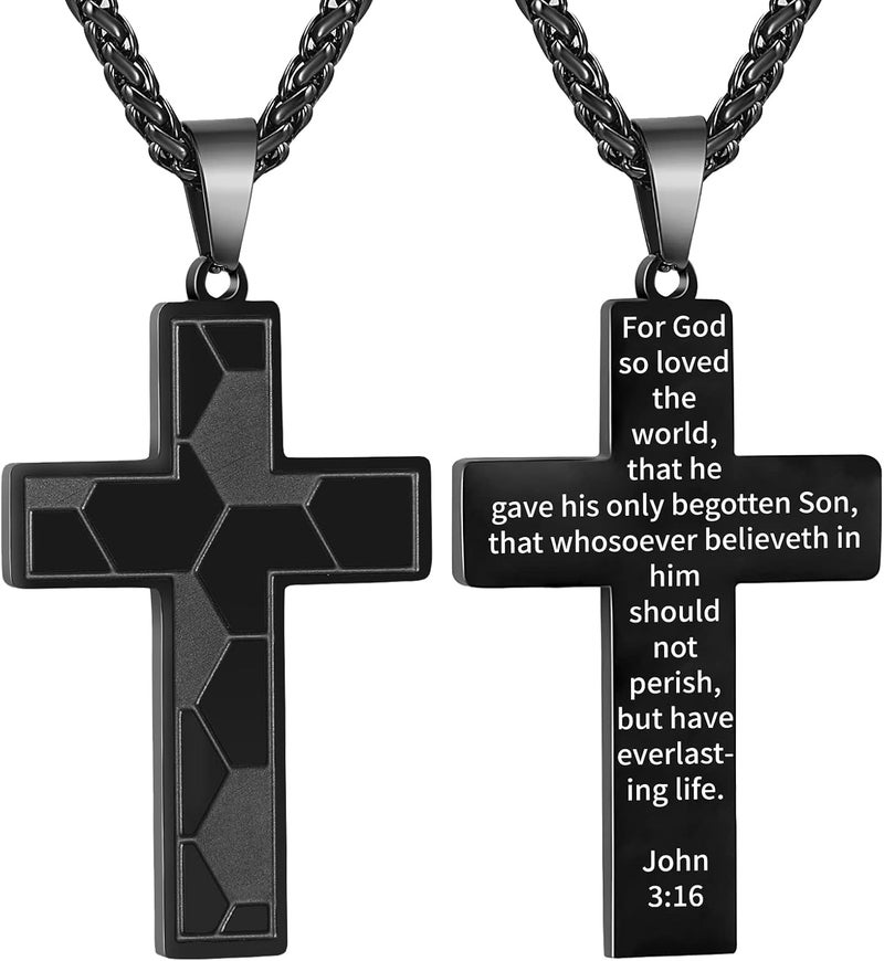GLITTO Store Soccer Cross Necklace for Boys Men Stainless Steel Bible Verse Pendant with20+2 Inch First Communion Baptism Religious Sports Jewelry Gift - Image 1